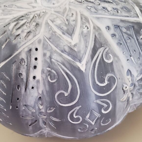 New CARVED WHITE WASH DECORATIVE FALL PUMPKIN - Picture 3 of 7